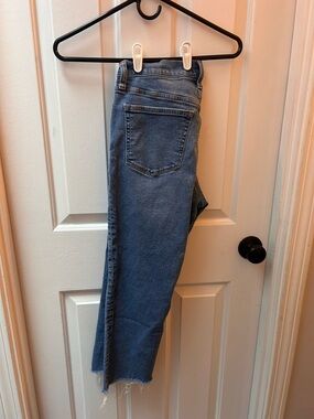 J. Crew Straight-Leg Midwash Distressed Blue Jeans - 28 Petite